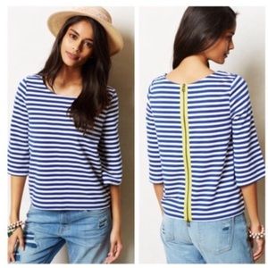 Anthropologie Postmark Blue & White Striped Top M